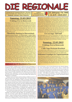 Sonntag, 22.03.2015 Samstag, 21.03.2015