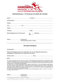 Beitrittserklärung - FC Neunburg vorm Wald / Abteilung Handball