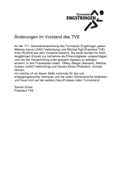 Änderungen Vorstand TVE - Turnverein Engstringen