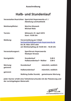 Halb- und Stundenlauf - Sportclub Hoyerswerda eV