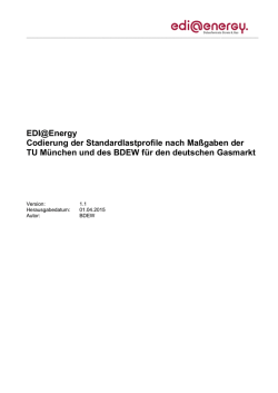 Codeliste der Standardlastprofile nach TUM und - Edi