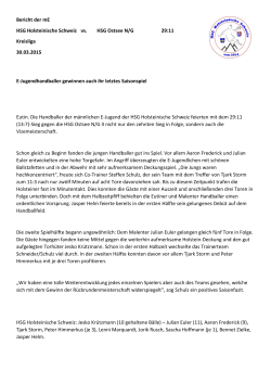 Bericht der mE HSG Holsteinische Schweiz vs. HSG Ostsee N/G 29