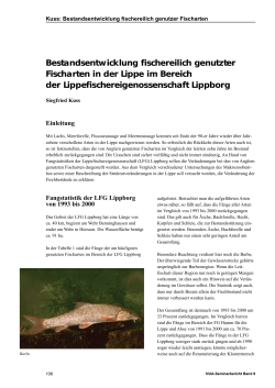 Bestandsentwicklung fischereilich genutzter Fischarten in der Lippe