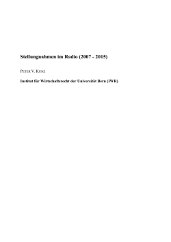 Stellungnahmen im Radio (2007 - 2015)