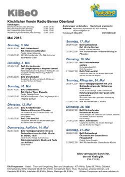 Kirchlicher Verein Radio Berner Oberland Mai 2015
