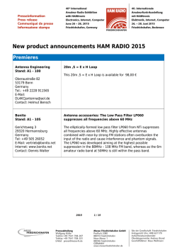 New product announcements HAM RADIO 2015 Premieres