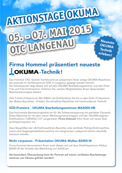Firma Hommel lädt zu den OKUMA Aktionstagen im OTC Langenau