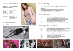 Rollenarbeit Filmografie/Theater: Ausbildung Giulia Beckmann