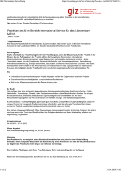 International Service f&uuml;r das L&auml;nderteam MENA