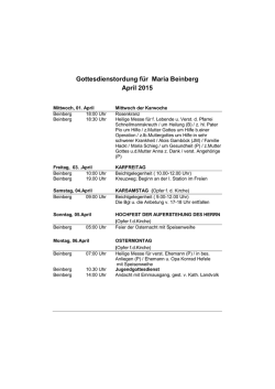 Gottesdienstordung f&uuml;r Maria Beinberg April 2015