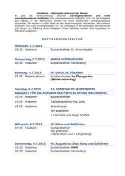 Gottesdienstplan mit Messintentionen f&uuml;r Hadamar