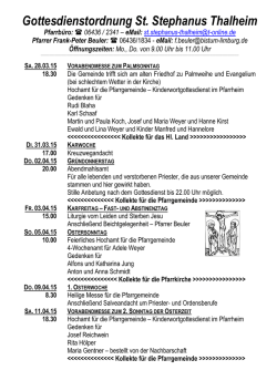 Gottesdienstordnung St. Stephanus Thalheim