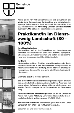 Praktikant/in im Dienst- zweig Landschaft (80 - 100%)