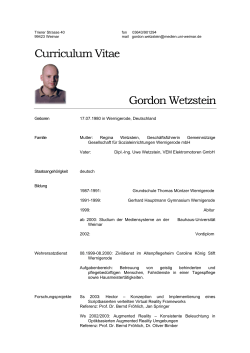 Curriculum Vitae Gordon Wetzstein