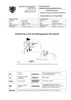 Übersicht SS 2015 - Integrative Theorie & Praxis des Sports