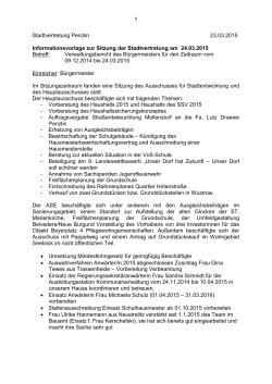 Verwaltungsbericht des Bürgermeisters für den Zeitraum vom 09.12