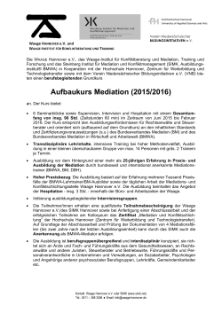 Aufbaukurs Mediation 2015/16 - Steinberg Institut für Mediation und