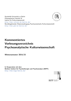 Kommentiertes Vorlesungsverzeichnis Psychoanalytische