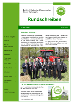 Rundschreiben 01 / 2015 - Betriebshilfsdienst und Maschinenring