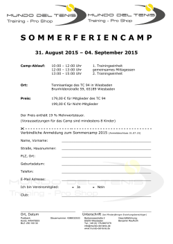 Anmeldung Sommer-CAMP 2:2015