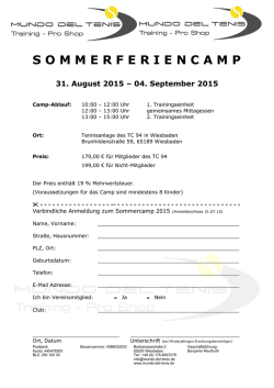 Anmeldung Sommer-CAMP 2:2015