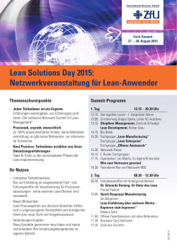 Lean Solutions Day 2015 - ZfU International Business School