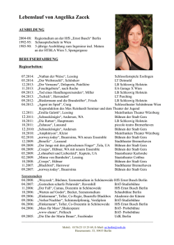 Lebenslauf von Angelika Zacek - Angelika Zacek