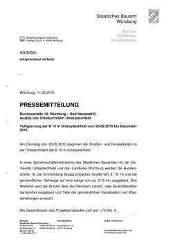 Ausbau der Ortsdurchfahrt Unterpleichfeld