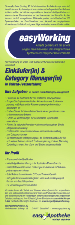 easyWorking - easyApotheke (Holding) AG
