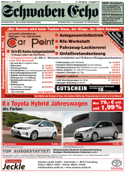 8 x Toyota Hybrid Jahreswagen Nur 79,- € mtl.