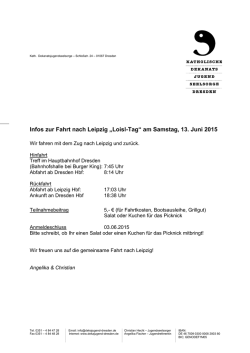 Infos zur Fahrt nach Leipzig &bdquo;Loisl
