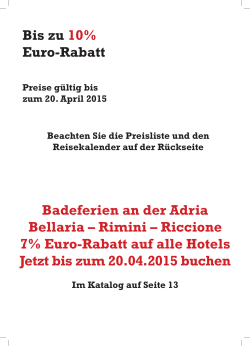 Bis zu 10% Euro-Rabatt Badeferien an der Adria