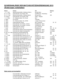 Anlässe 2015 - Matchschützenvereinigung Schaffhausen