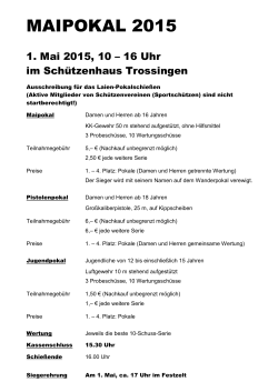 Ausschreibung Maipokal 2015 - Schützenverein Trossingen eV