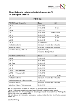 im Schuljahr 2014/15 FSS VZ