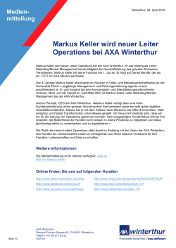 Markus Keller wird neuer Leiter Operations bei AXA Winterthur (PDF