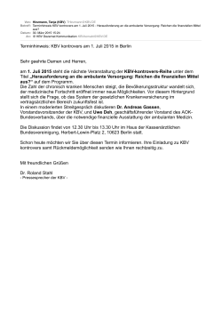 Terminhinweis KBV kontrovers am 1 Juli 2015 Herausforderung an