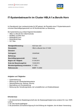 IT-Systembetreuer/in im Cluster HBLA f.w.Berufe Horn