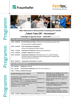 TTO-Vernetzen 2015 Programm vorläufig