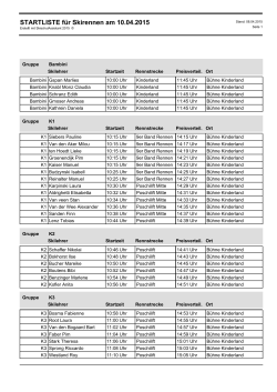 STARTLISTE für Skirennen am 10.04.2015 - Skischule Fiss