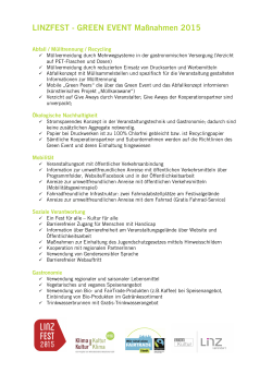 LINZFEST Green Event Ma&szlig;nahmen 2015