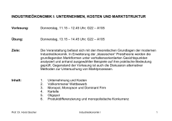 INDUSTRIE&Ouml;KONOMIK I: UNTERNEHMEN, KOSTEN UND