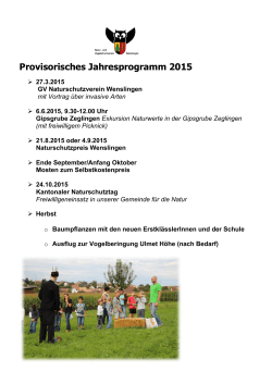 Jahresprogramm Natur- und Vogelschutzverein Wenslingen