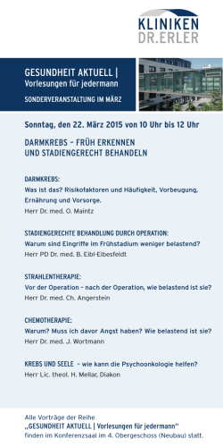 Programm der Veranstaltung - Tumorzentrum Erlangen