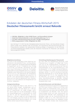 Eckdaten der deutschen Fitness-Wirtschaft 2015 Deutscher