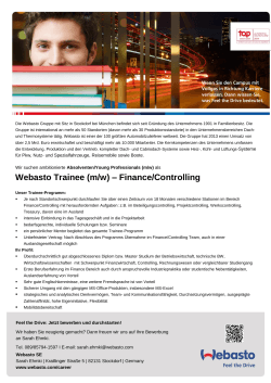 Webasto Trainee (m/w) – Finance/Controlling - TUM