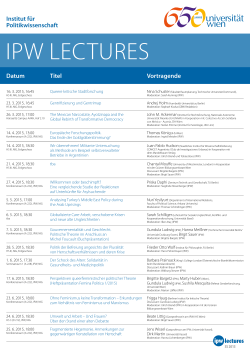 ipw lectures - Institut für Politikwissenschaft