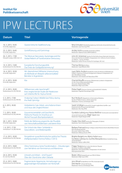 ipw lectures - Institut f&uuml;r Politikwissenschaft