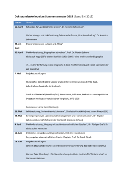 Doktorandenkolloquium Sommersemester 2015 (Stand 9.4.2015)