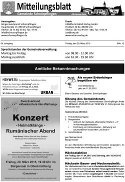 Mitteilungsblatt Nr. 12 vom 20.03.2015